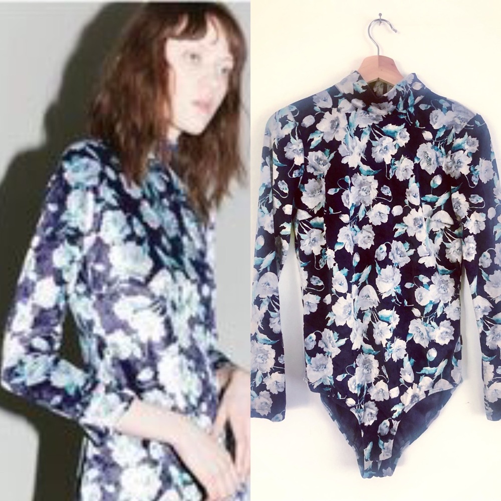 Floral Velvet Long Sleeve bodysuit